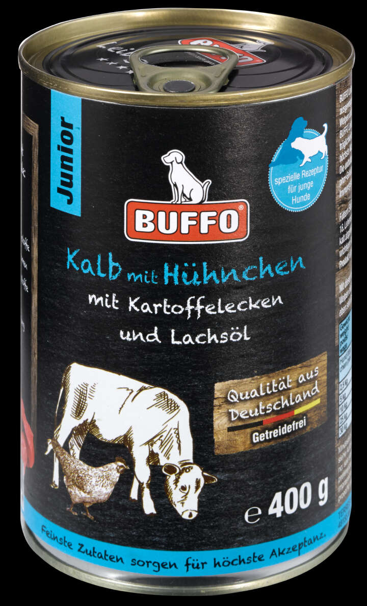 BUFFO Hunde-Nassfutter Leibgericht Junior Kalb & Hühnchen
